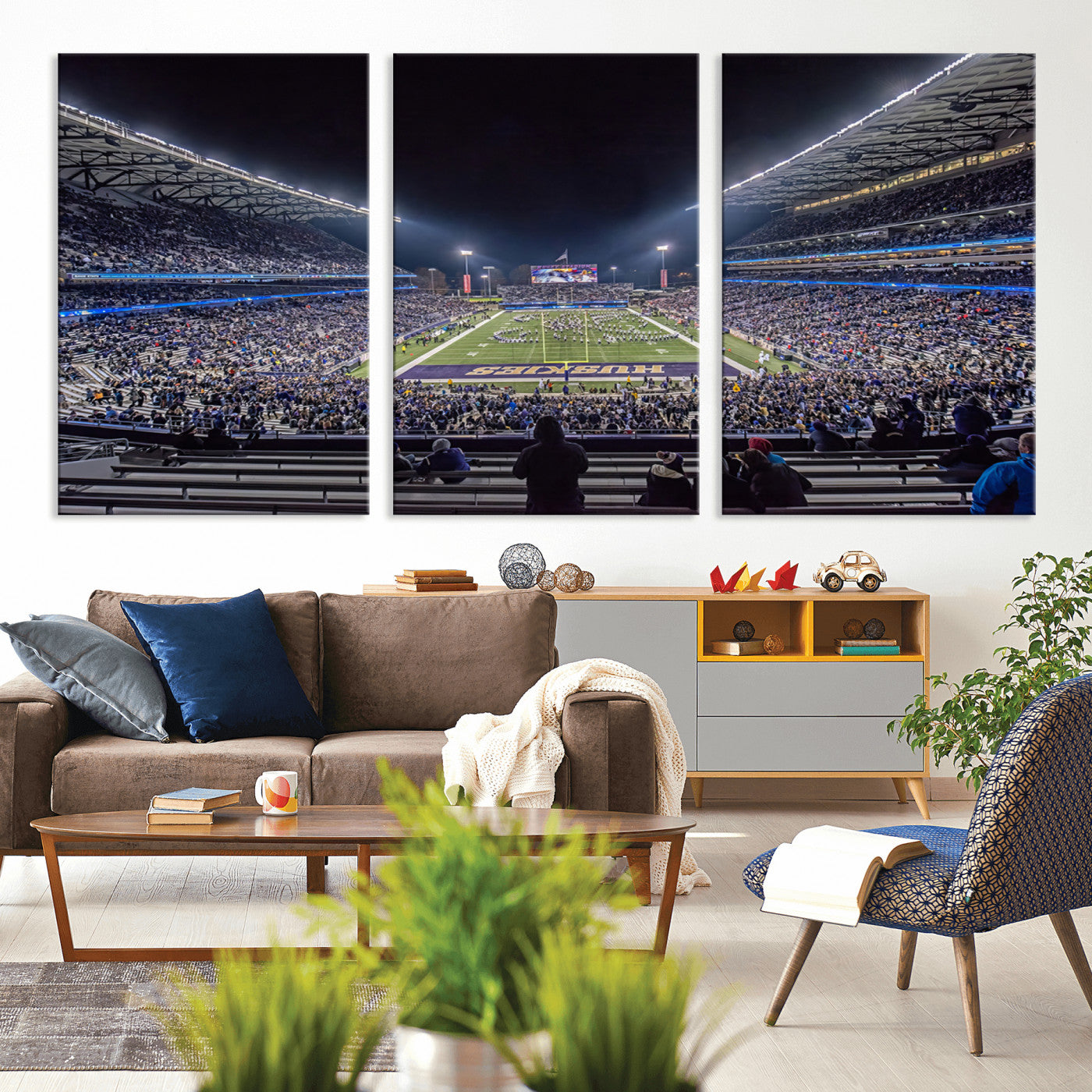 MGV-CV-60X30-3P - The University of Washington Huskies Football Team Print - Seattle Husky Stadium Wall Art Canvas