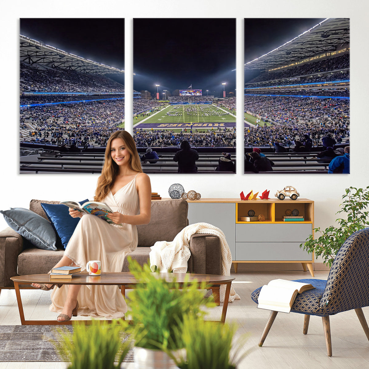 85780-MGV-CV-36X24 - The University of Washington Huskies Football Team Print, Extra Large Game Room Wall Decor