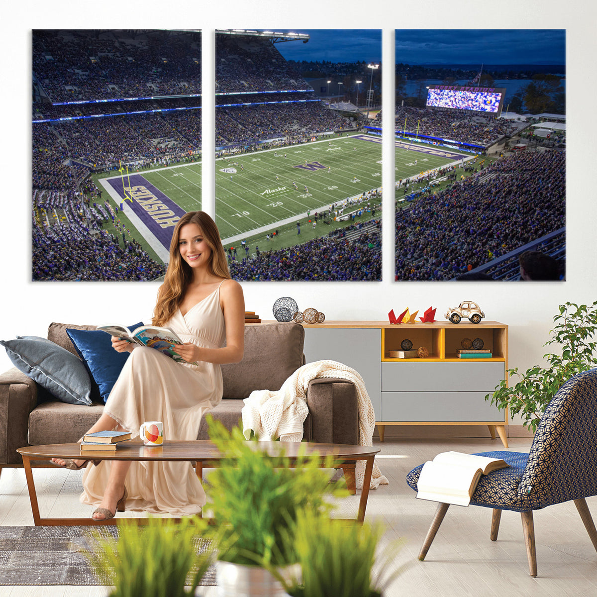 84780-MGV-CV-36X24 - The University of Washington Huskies Football Team Print, Framed and Ready to Hang
