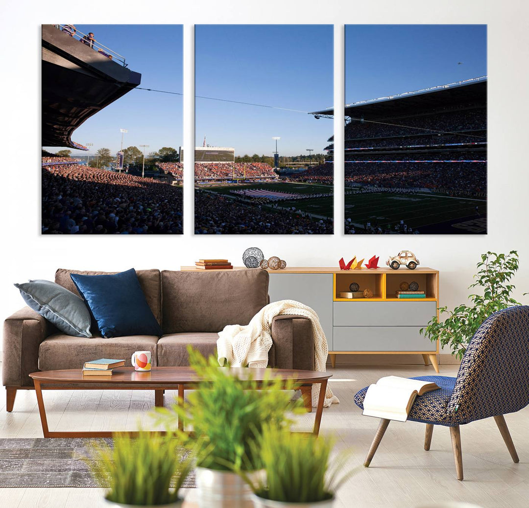 The University of Washington Huskies Football Team Print - Seattle Husky Stadium Wall Art Canvas Print