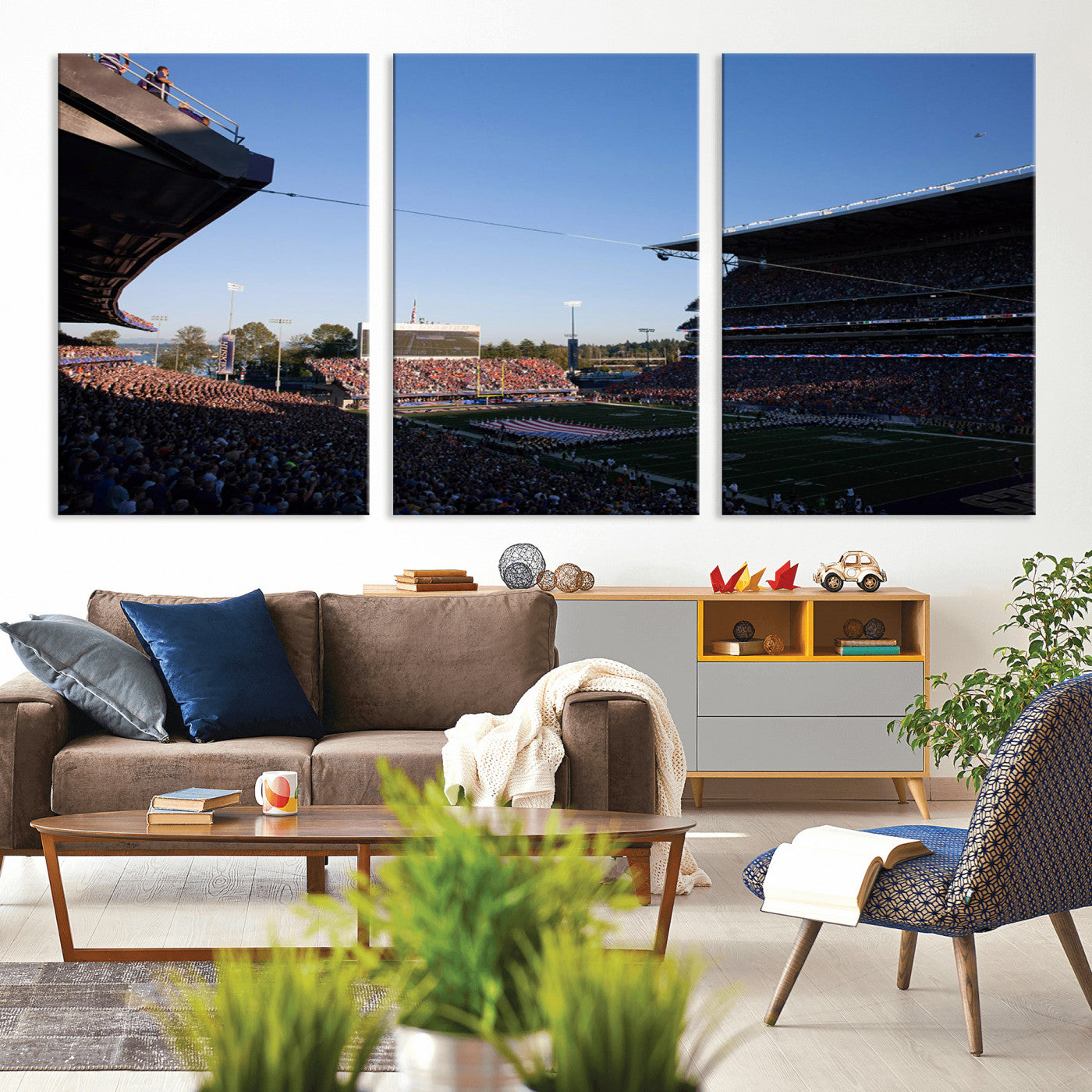 MGV-CV-60X30-3P - The University of Washington Huskies Football Team Print - Seattle Husky Stadium Wall Art Canvas