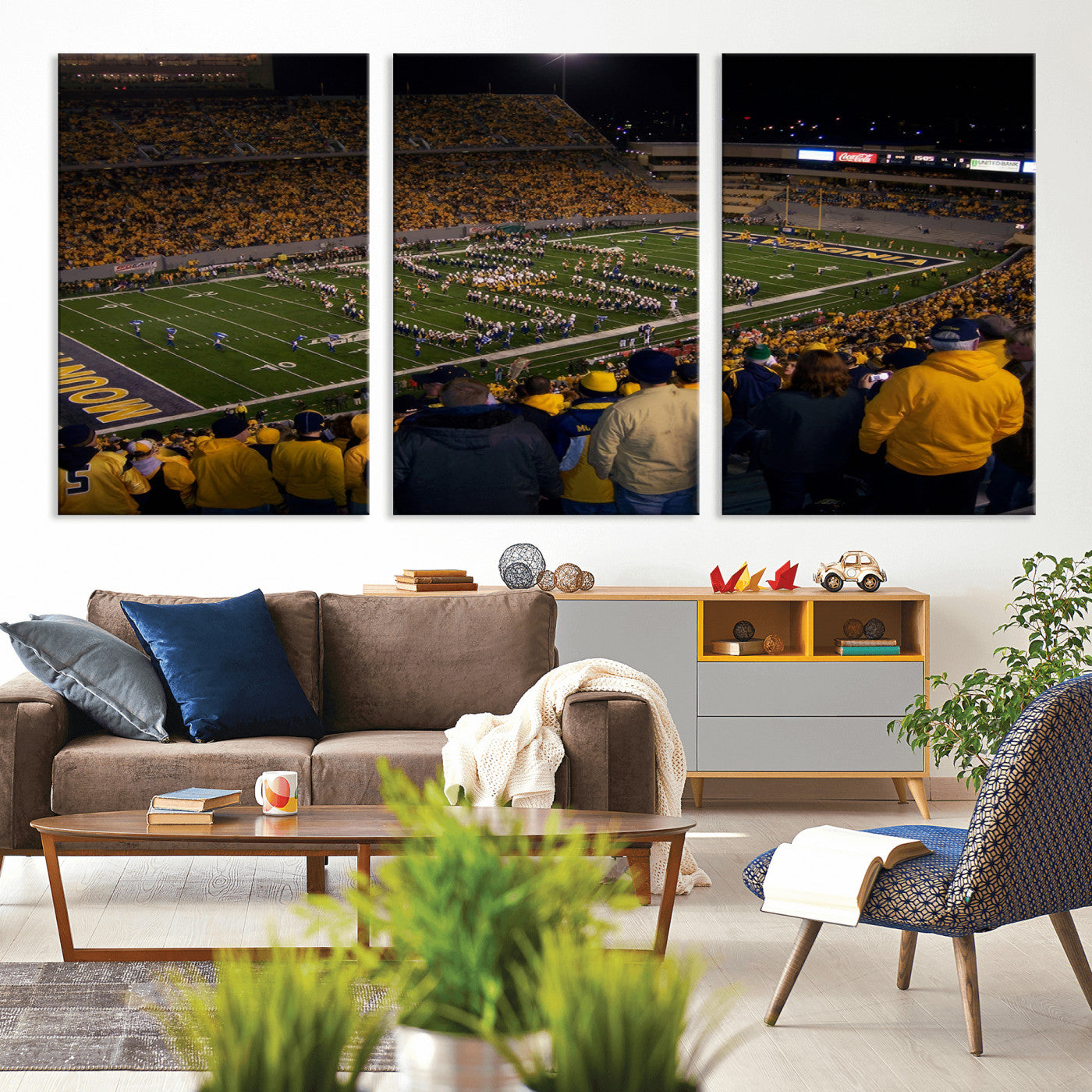 MGV-CV-60X30-3P - West Virginia Uni Mountaineers Football Team Print - Milan Puskar Stadium Canvas Print Wall Art,