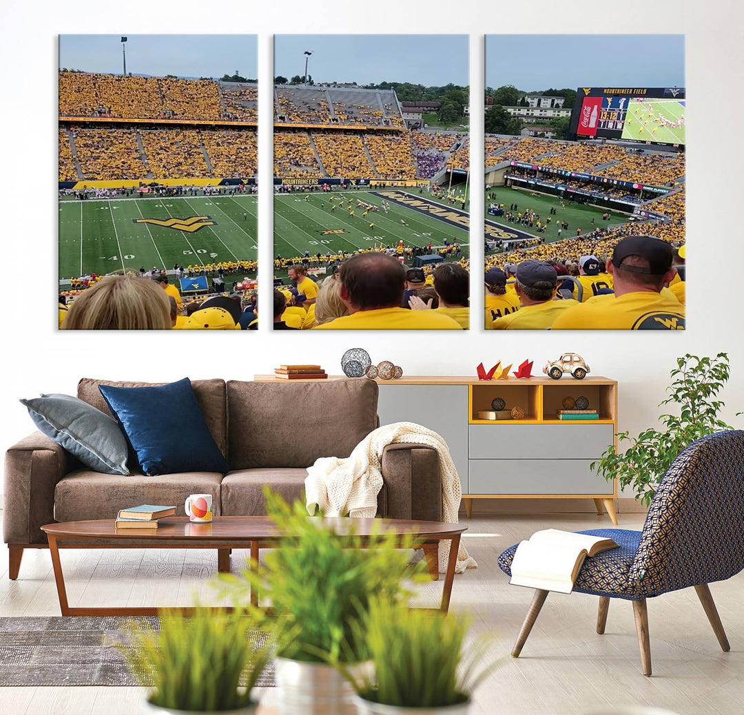 West Virginia University Mountaineers Football Team Print - Milan Puskar Stadium Canvas Print Wall Art, Morgantown Print