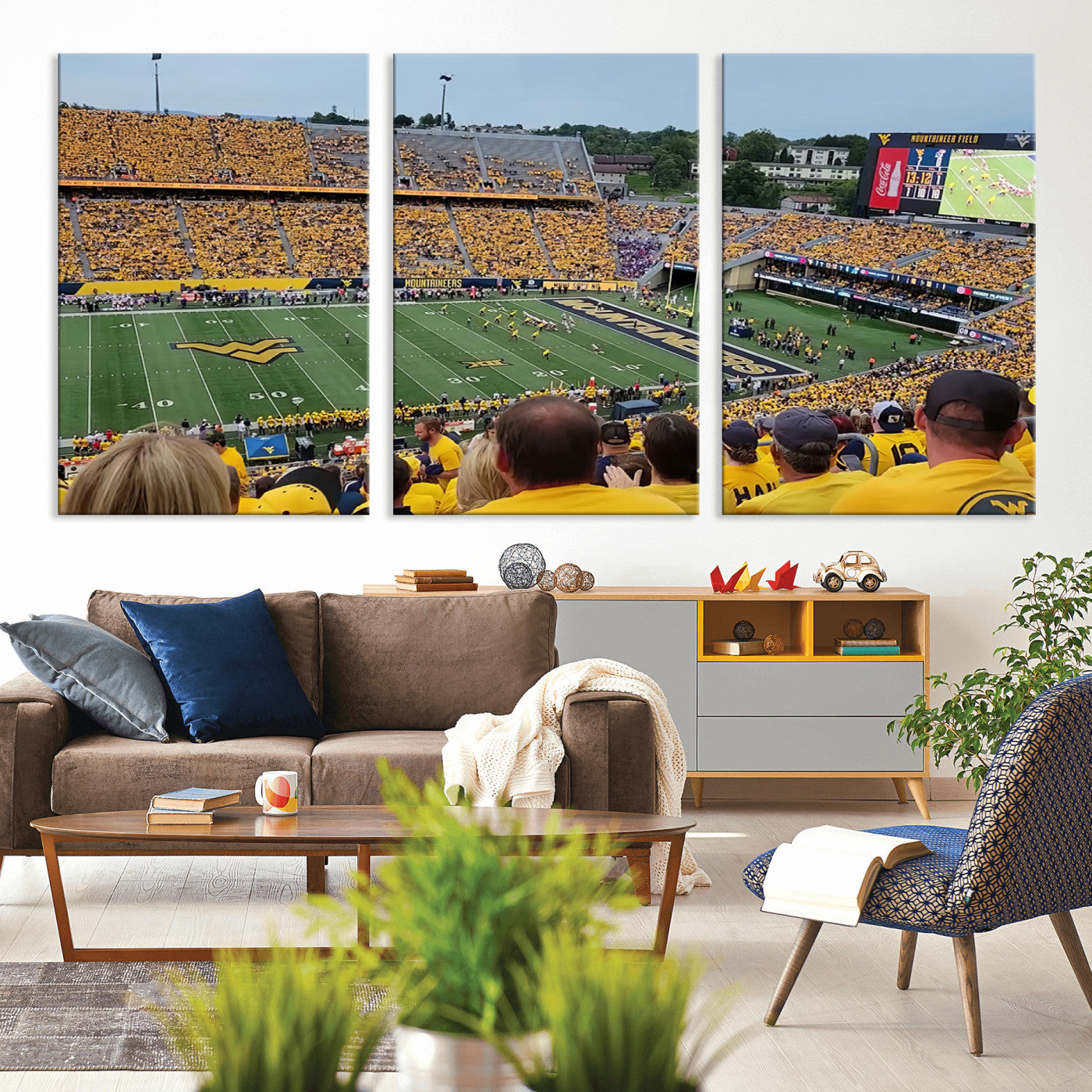 MGV-CV-60X30-3P - Puskar Stadium Canvas Print Wall Art - Morgantown Print - West Virginia University Mountaineers