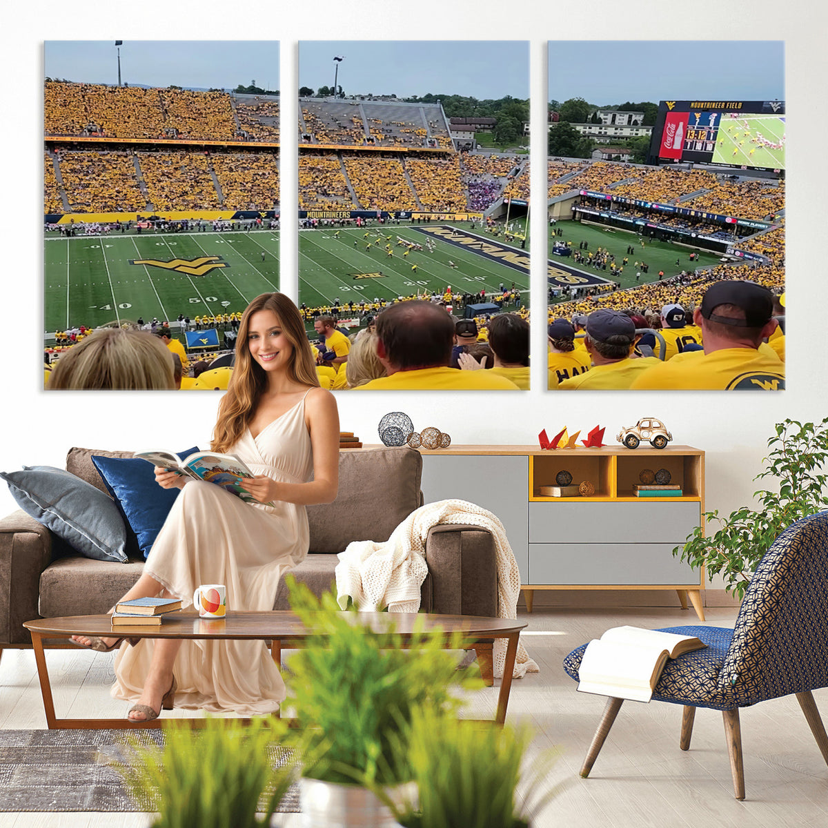 18056-MGV-CV-36X24 - Puskar Stadium Canvas Print Wall Art, Morgantown Print