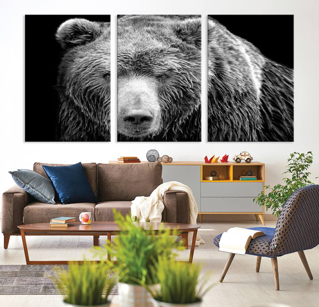 Grizzly Bear Canvas Print | Ready to Hang Wall Art | Rustic Farmhouse & Cabin Decor | Wildlife Artwork