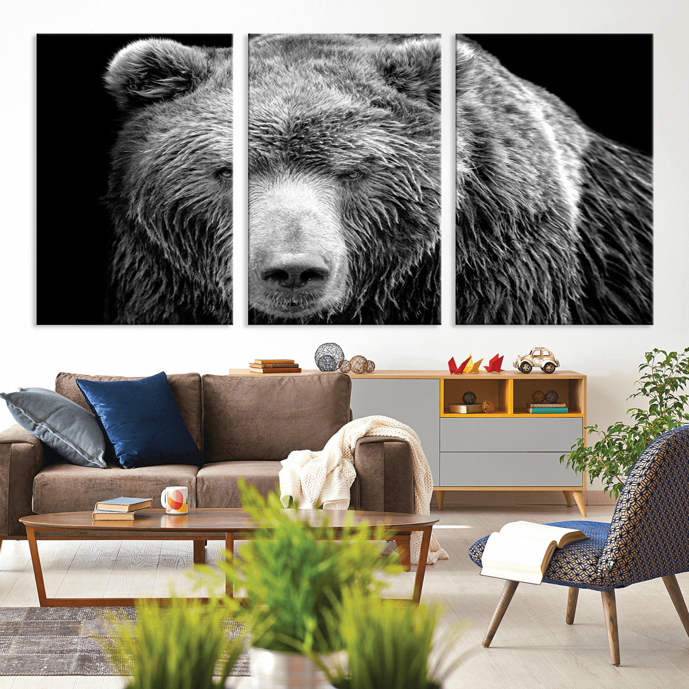 MGV-CV-60X30-3P - 399 Grizzly Bear Canvas Print | Ready to Hang Wall Art | Rustic Farmhouse & Cabin Decor | Wildlife