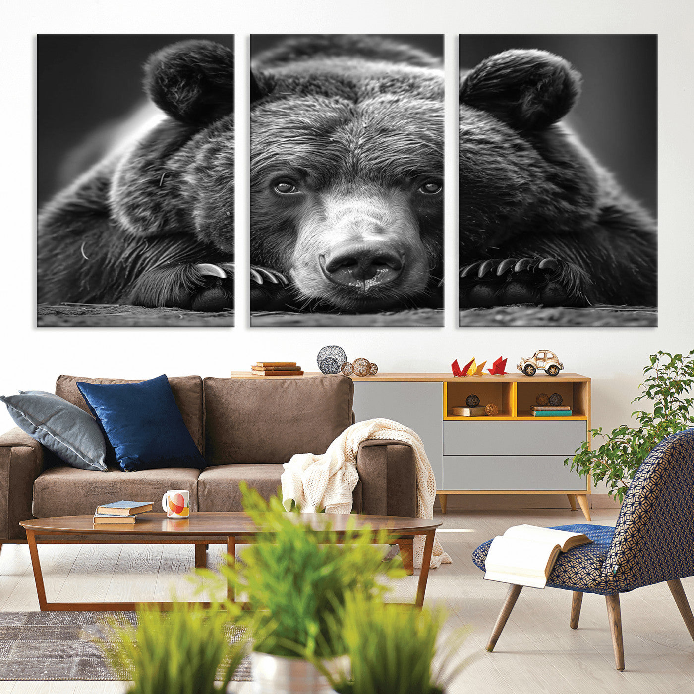 MGV-CV-60X30-3P - Resting Grizzly 399 Bear Canvas Print | Ready to Hang Wall Art | Rustic Cabin & Farmhouse Decor |
