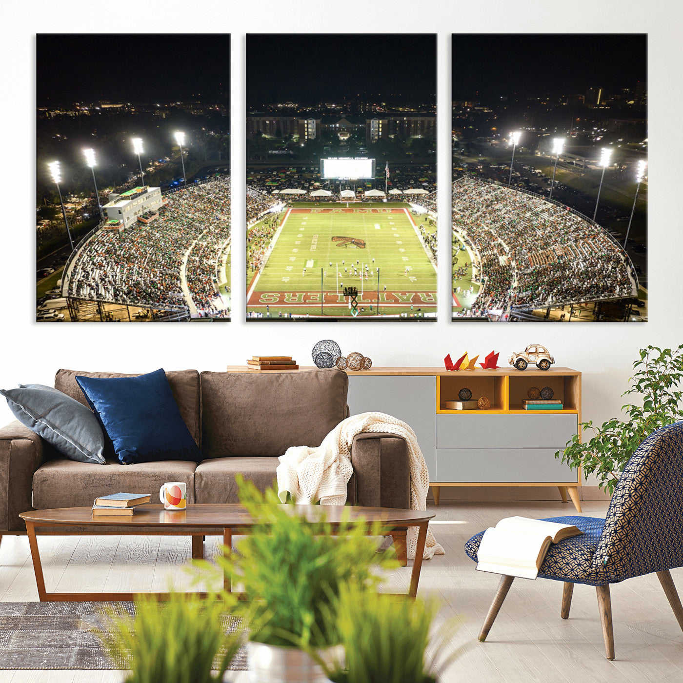 MGV-CV-60X30-3P - Florida A&M Rattlers Football Team Print - Tallahassee Bragg Memorial Stadium Wall Art Canvas Print