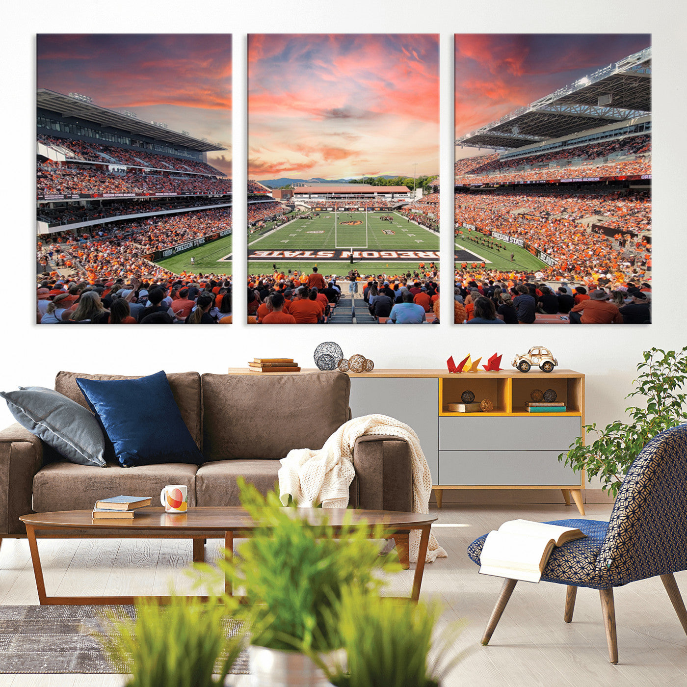 MGV-CV-60X30-3P - Oregon State Beavers Football Team Print - Corvallis Reser Stadium Wall Art Canvas Print