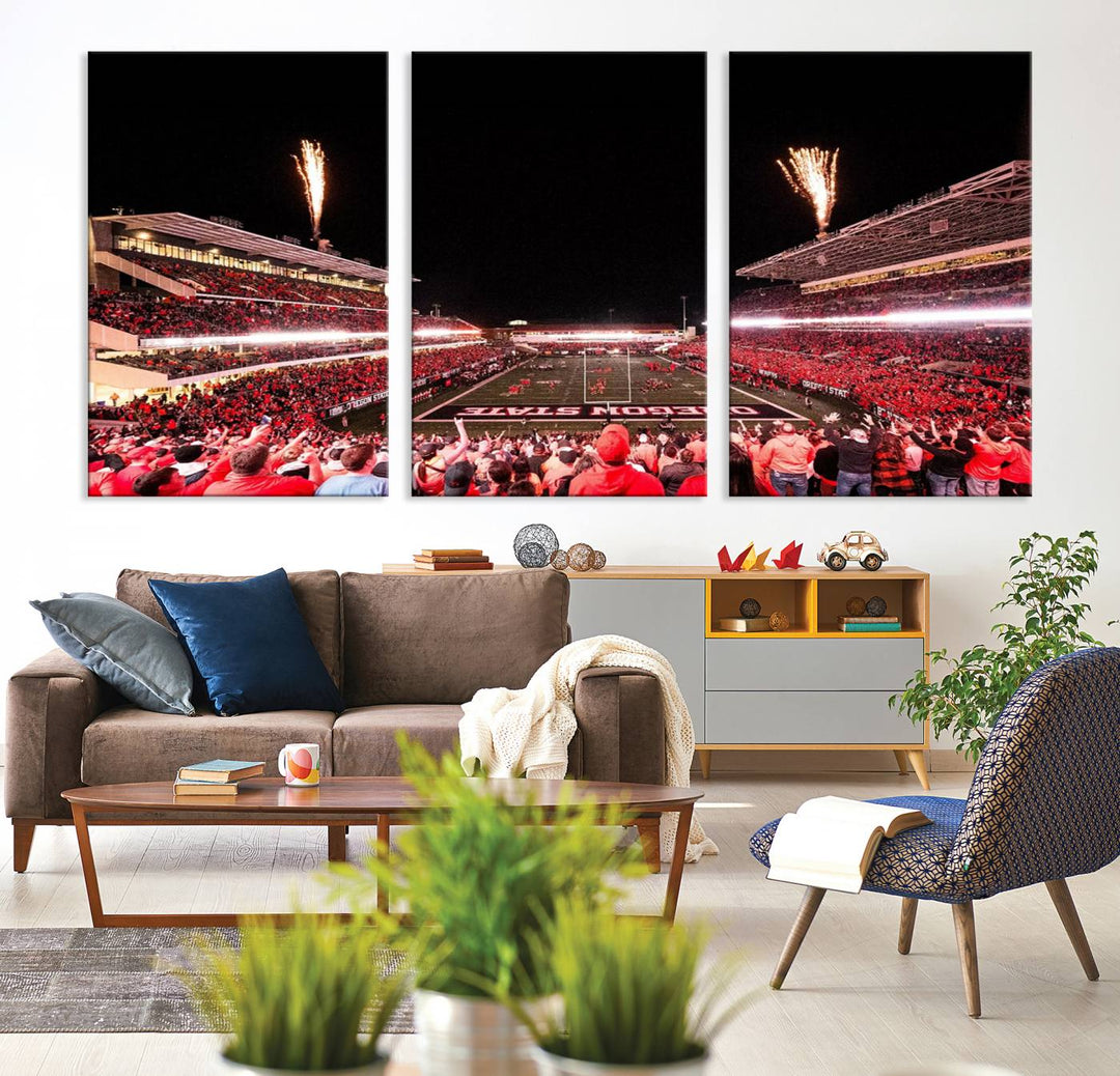 Oregon State Beavers Football Team Print - Corvallis Reser Stadium Wall Art Canvas Print