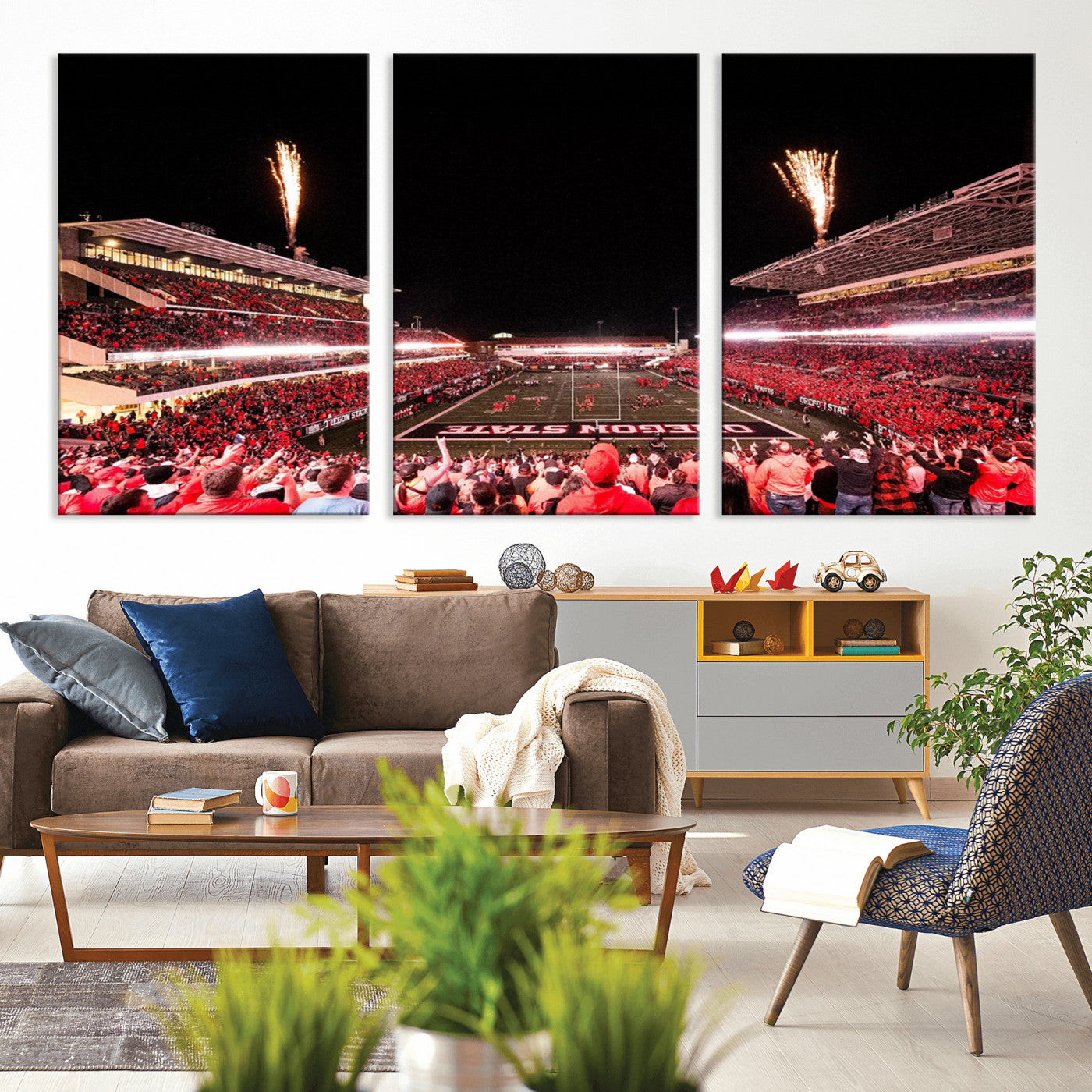 MGV-CV-60X30-3P - Oregon State Beavers Football Team Print - Corvallis Reser Stadium Wall Art Canvas Print