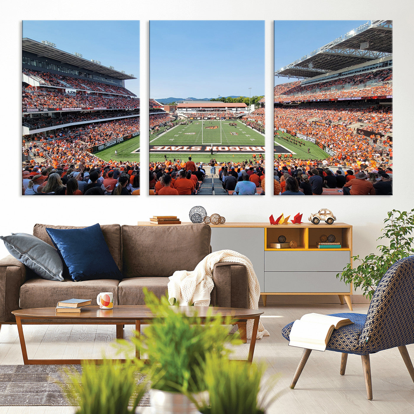 MGV-CV-60X30-3P - Oregon State Beavers Football Team Print - Corvallis Reser Stadium Wall Art Canvas Print