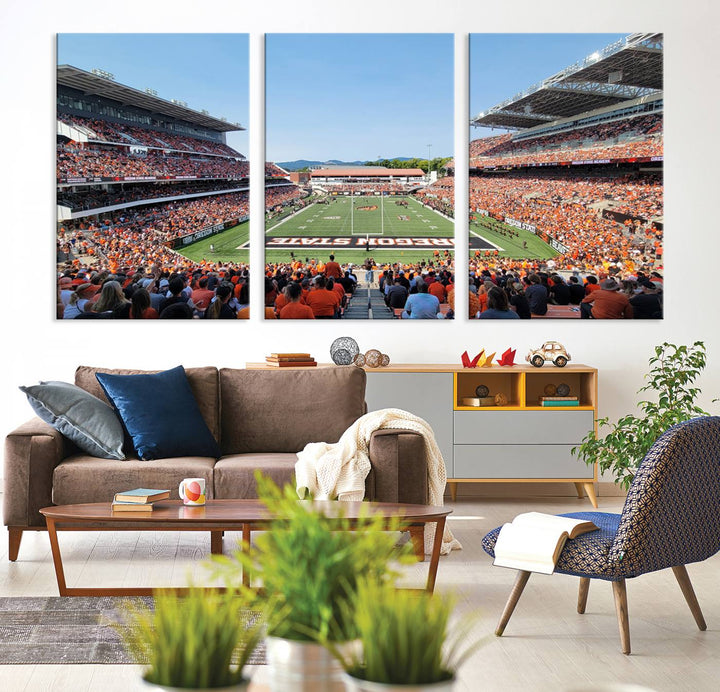 Oregon State Beavers Football Team Print - Corvallis Reser Stadium Wall Art Canvas Print