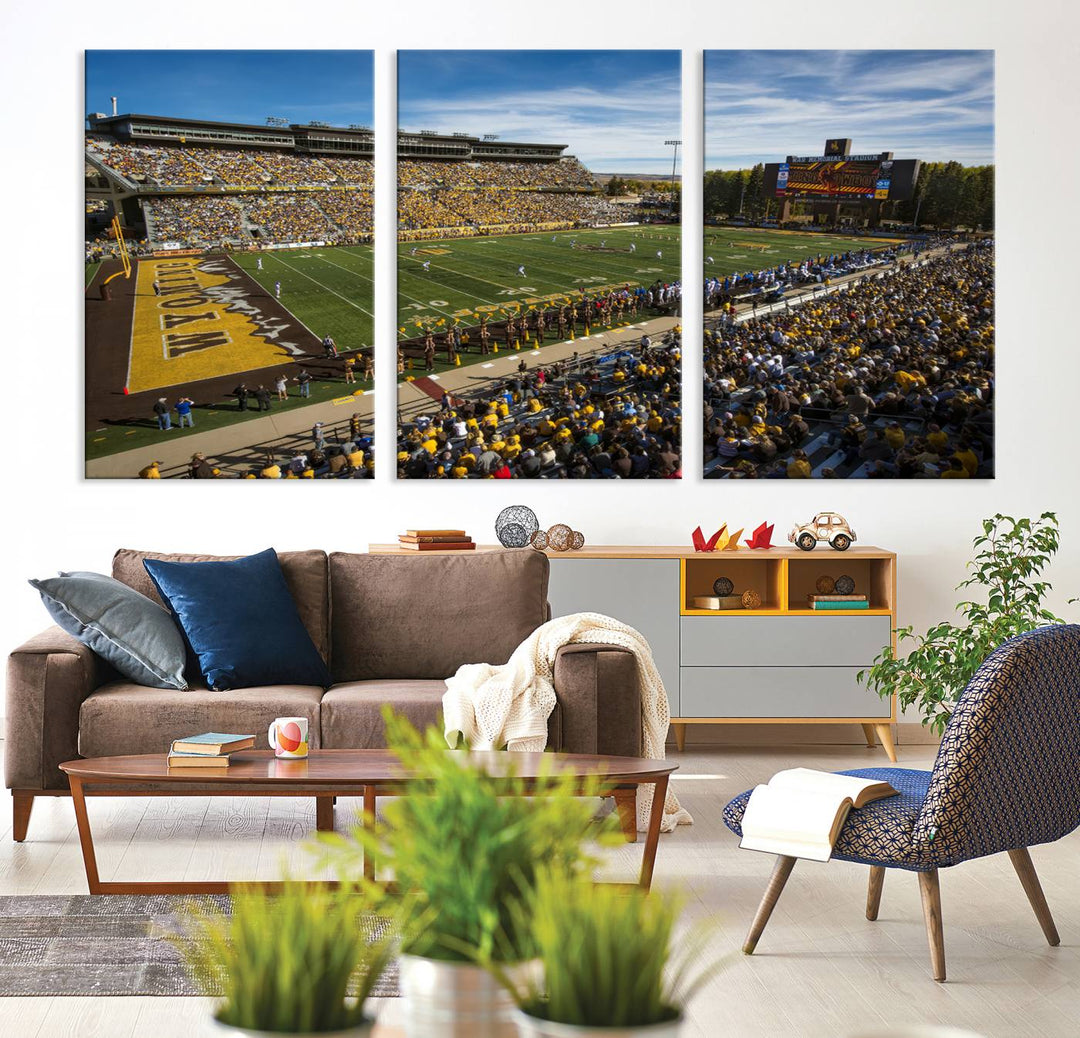 University of Wyoming Cowboys Football Team Print - Laramie Jonah Field at War Memorial Stadium Wall Art Canvas Print