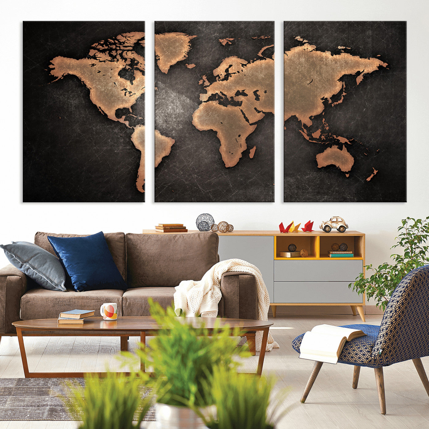 MGV-CV-60X30-3P - Push Pin World Map Canvas Print – Framed Wall Art for Couples to Track Their Travels – Anniversary
