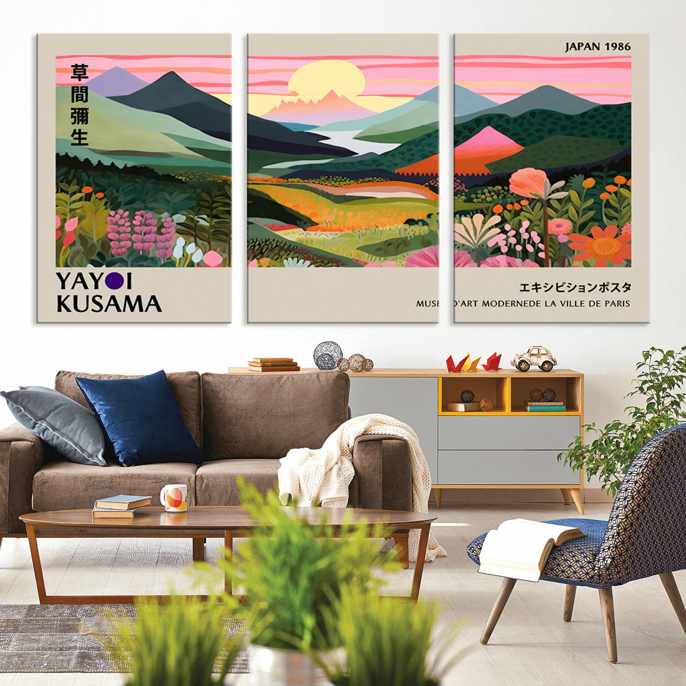 MGV-CV-60X30-3P - Yayoi Kusama 1986 Wall Art Print – Yayoi Kusama Wabi Sabi Japanese Wall Art Print - Vibrant Abstract