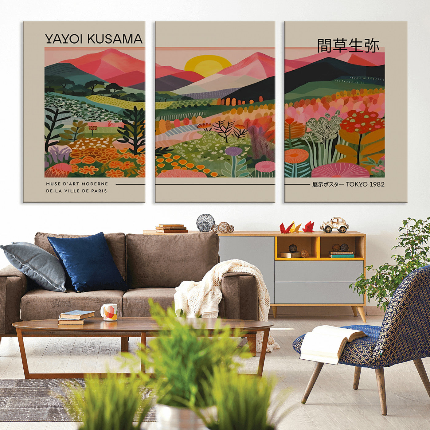 MGV-CV-60X30-3P - Yayoi Kusama 1986 Wall Art Print – Yayoi Kusama Wabi Sabi Japanese Wall Art Print - Vibrant Abstract