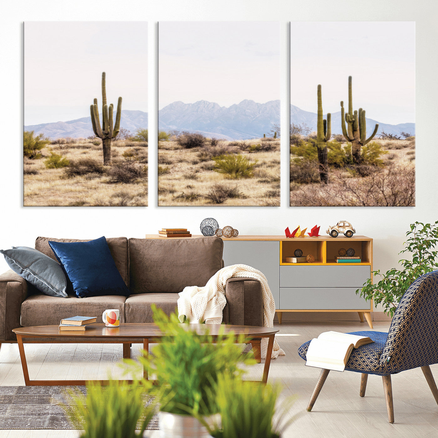97436-MGV-CV-36X24-Arizona Desert Wall Art Print | Arizona Desert Canvas Print with Saguaro Cacti | Southwestern Landscape Wall Art | Framed Farmhouse Decor
