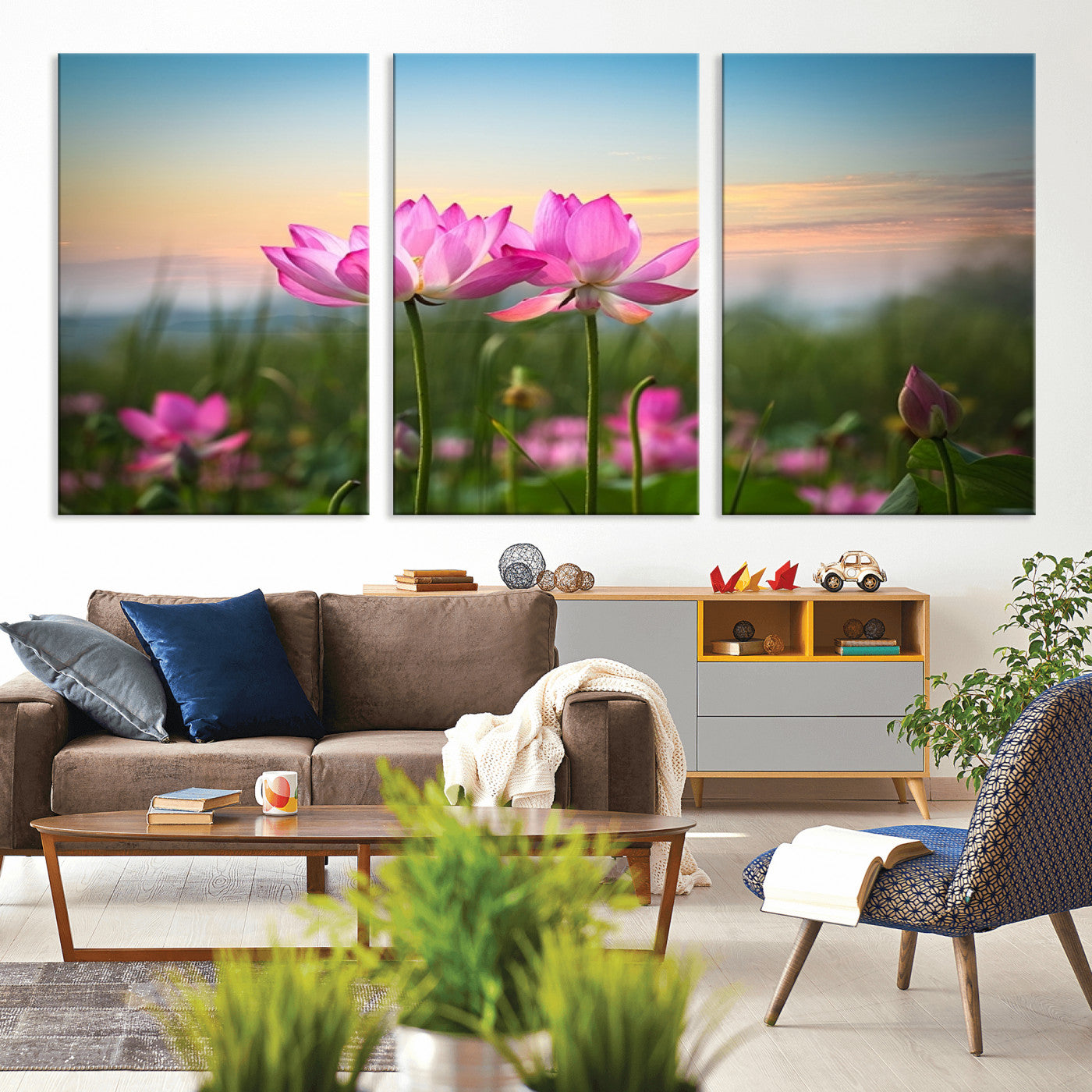 64234-MGV-CV-36X24-Pink Flower on the Mountain Canvas Print, Framed Pink Flower Canvas Wall Art