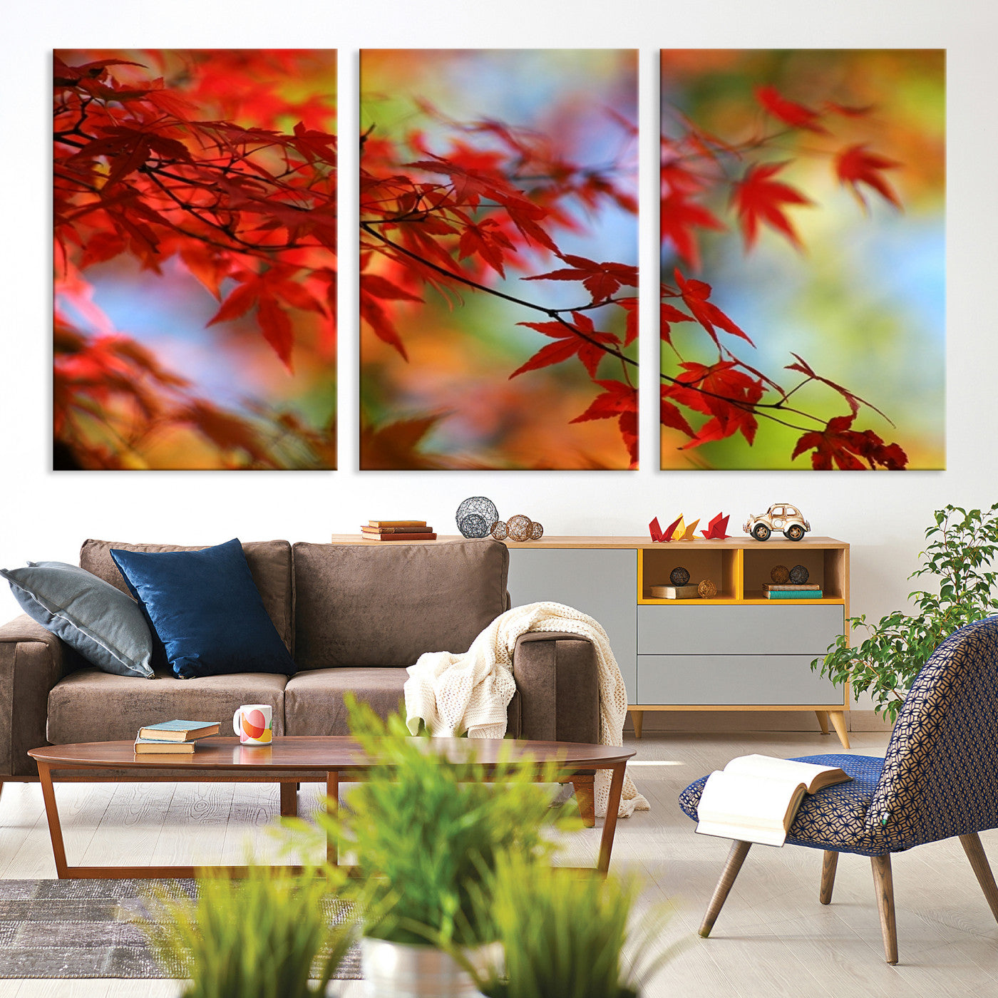 68946-MGV-CV-36X24-Red Leaves Autumn Forest Wall Art Canvas, Red Leaves Autumn Forest Canvas Print