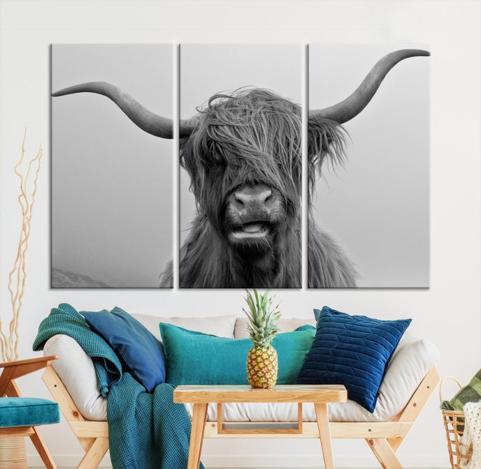 Texas Cow Wall Art Canvas Print