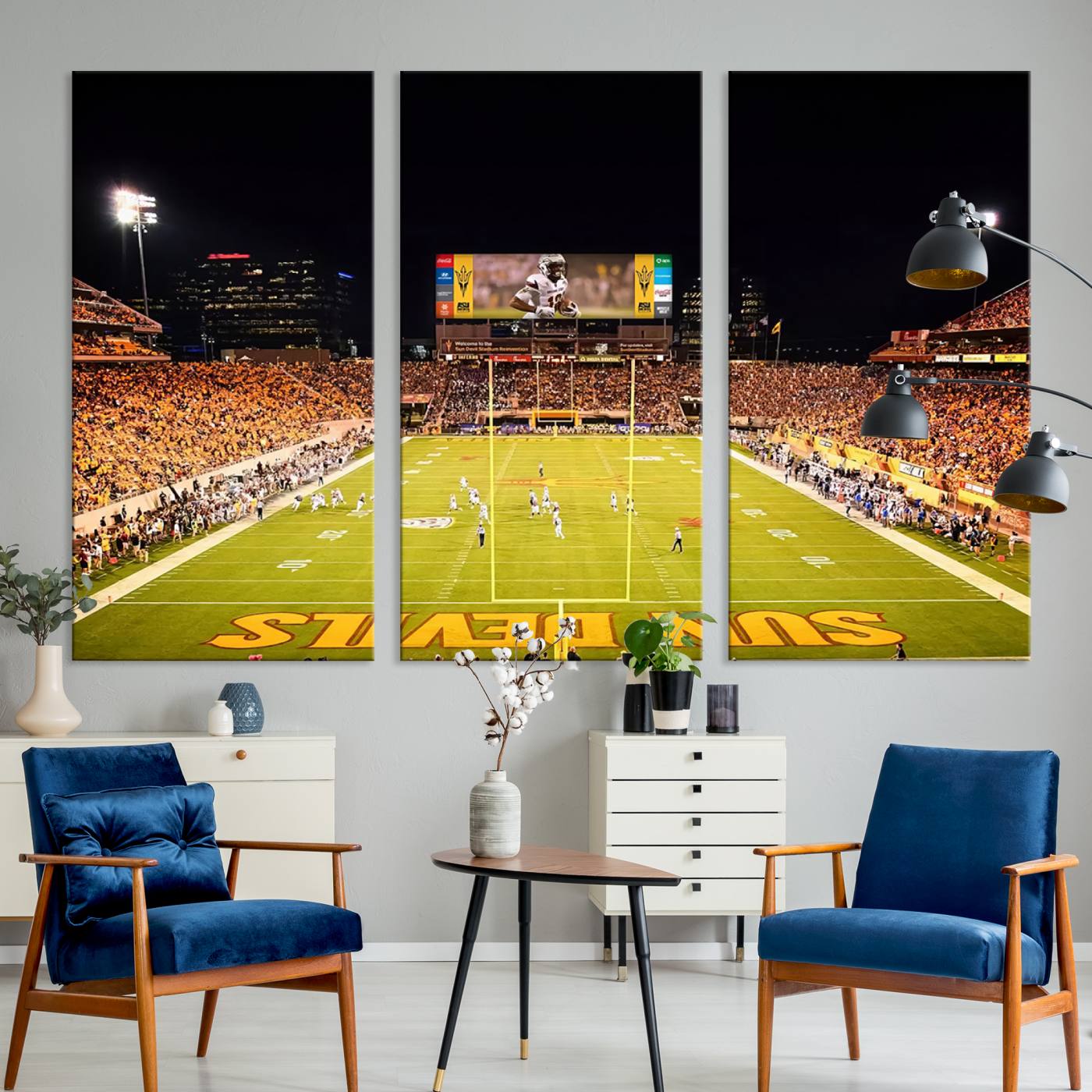 87612-MGV-CV-36X24-ASU Sun Devils Football Team Print - Phoenix Mountain America Stadium Canvas Print