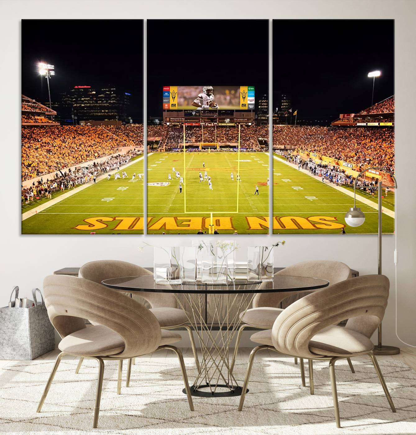 87612-MGV-CV-36X24-ASU Sun Devils Football Team Print - Phoenix Mountain America Stadium Canvas Print