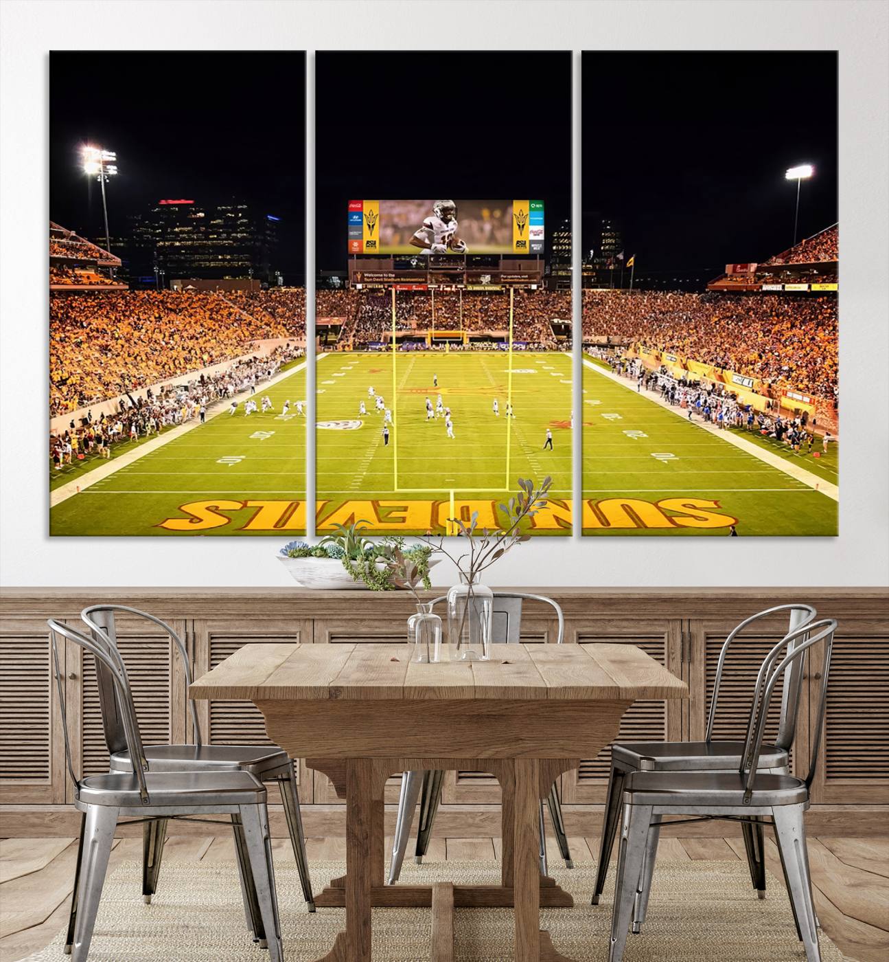 87612-MGV-CV-36X24-ASU Sun Devils Football Team Print - Phoenix Mountain America Stadium Canvas Print