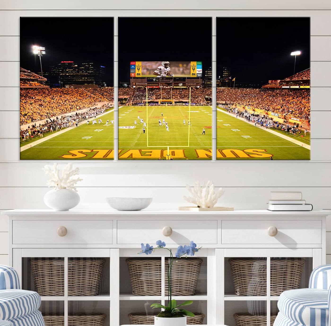 87612-MGV-CV-36X24-ASU Sun Devils Football Team Print - Phoenix Mountain America Stadium Canvas Print