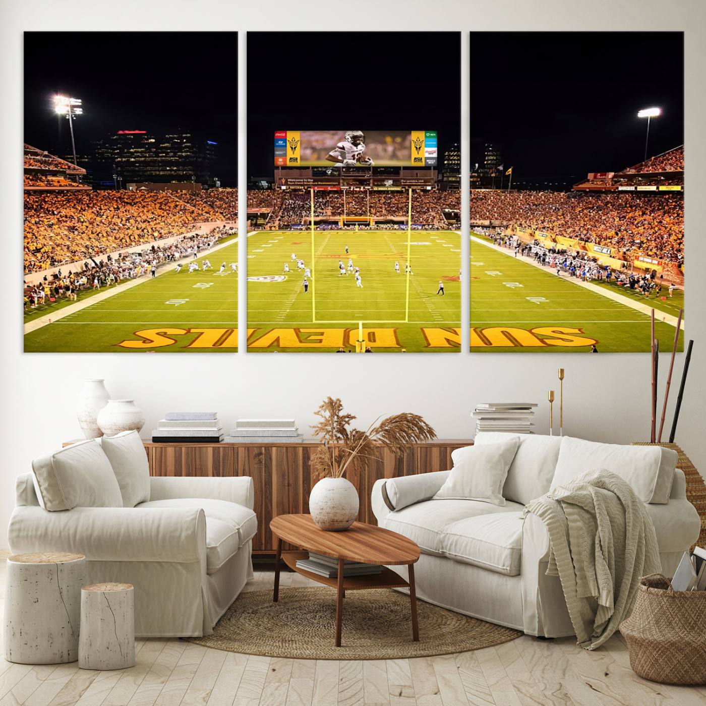 87612-MGV-CV-36X24-ASU Sun Devils Football Team Print - Phoenix Mountain America Stadium Canvas Print