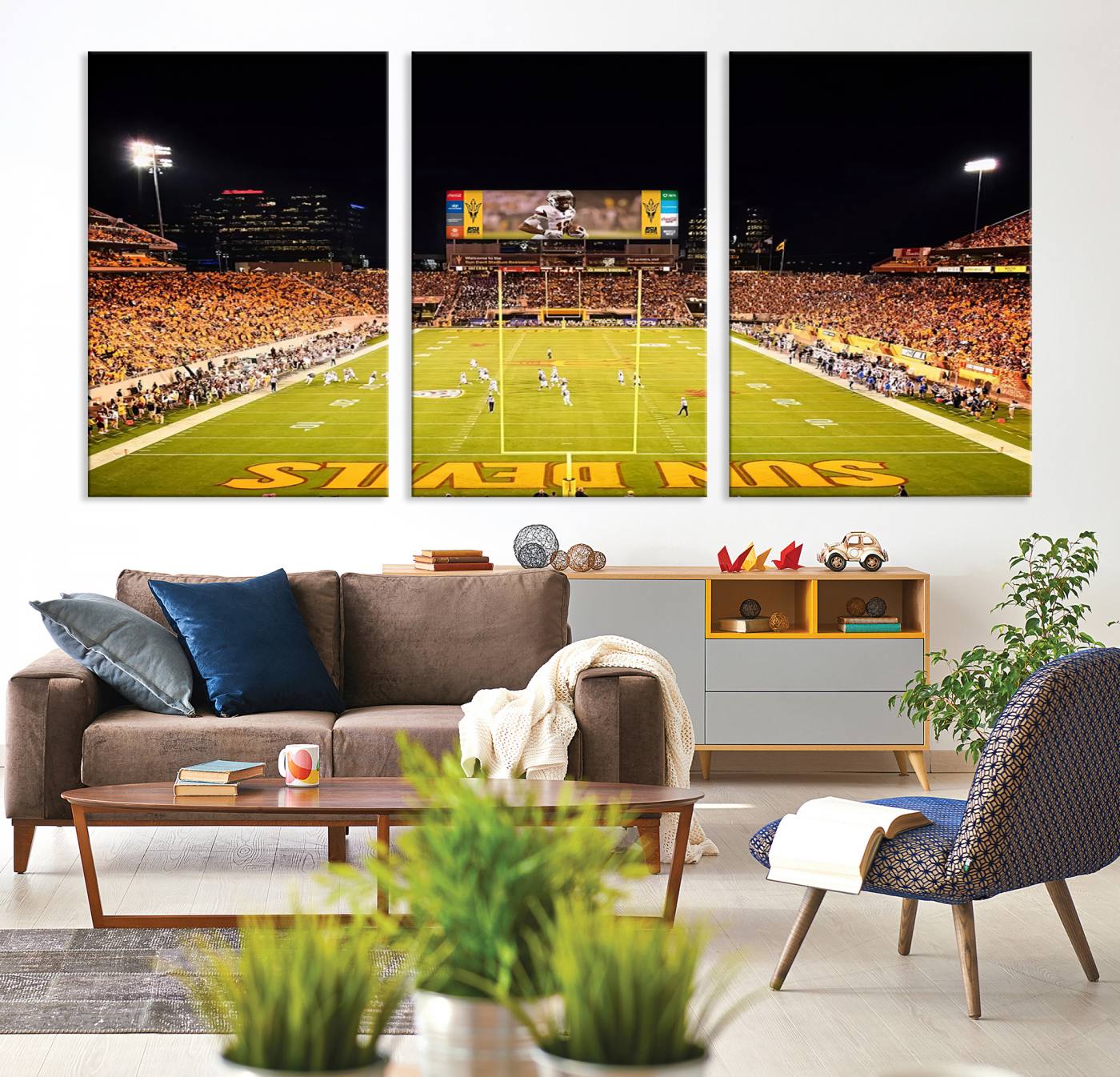 87612-MGV-CV-36X24-ASU Sun Devils Football Team Print - Phoenix Mountain America Stadium Canvas Print