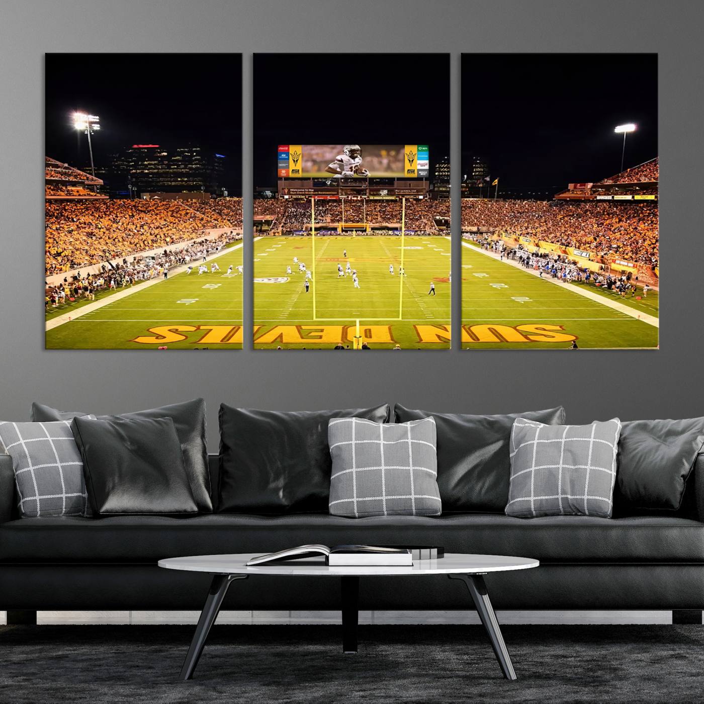 87612-MGV-CV-36X24-ASU Sun Devils Football Team Print - Phoenix Mountain America Stadium Canvas Print
