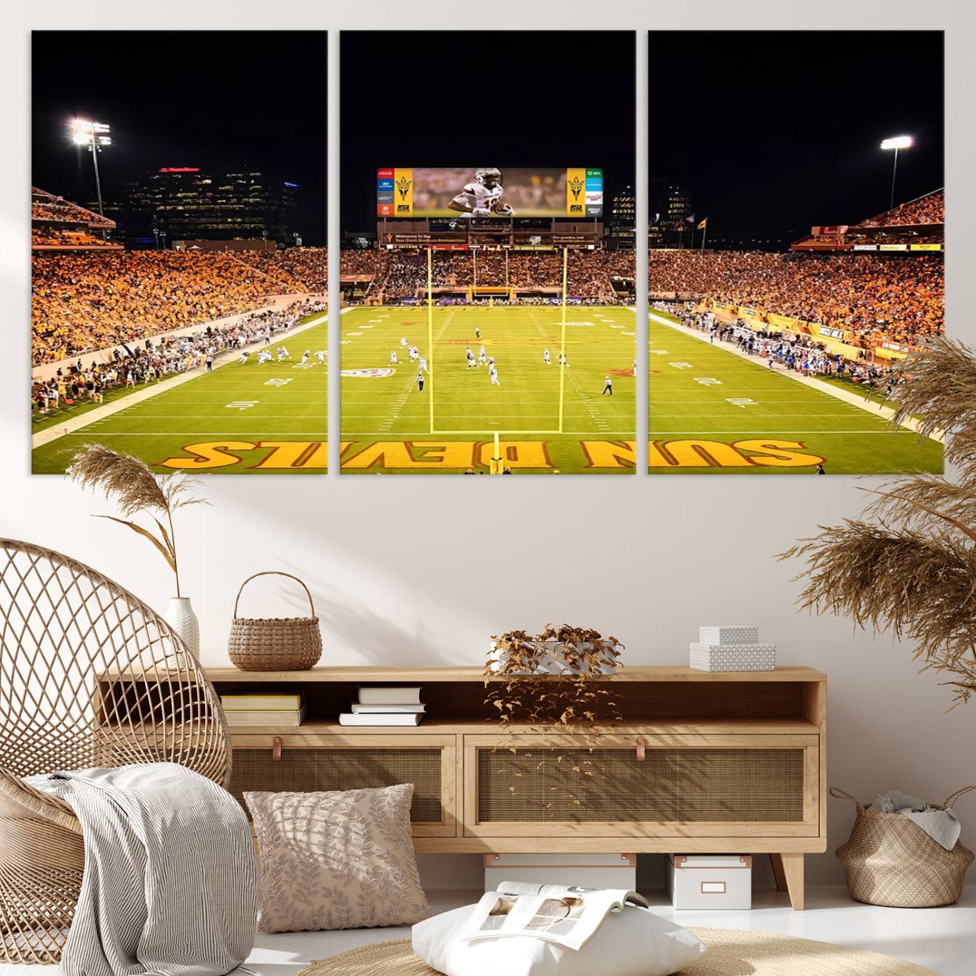 87612-MGV-CV-36X24-ASU Sun Devils Football Team Print - Phoenix Mountain America Stadium Canvas Print