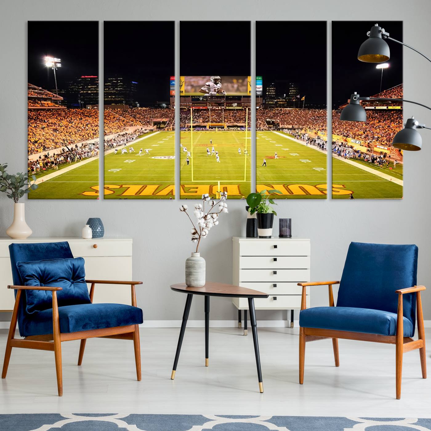 87612-MGV-CV-36X24-ASU Sun Devils Football Team Print - Phoenix Mountain America Stadium Canvas Print