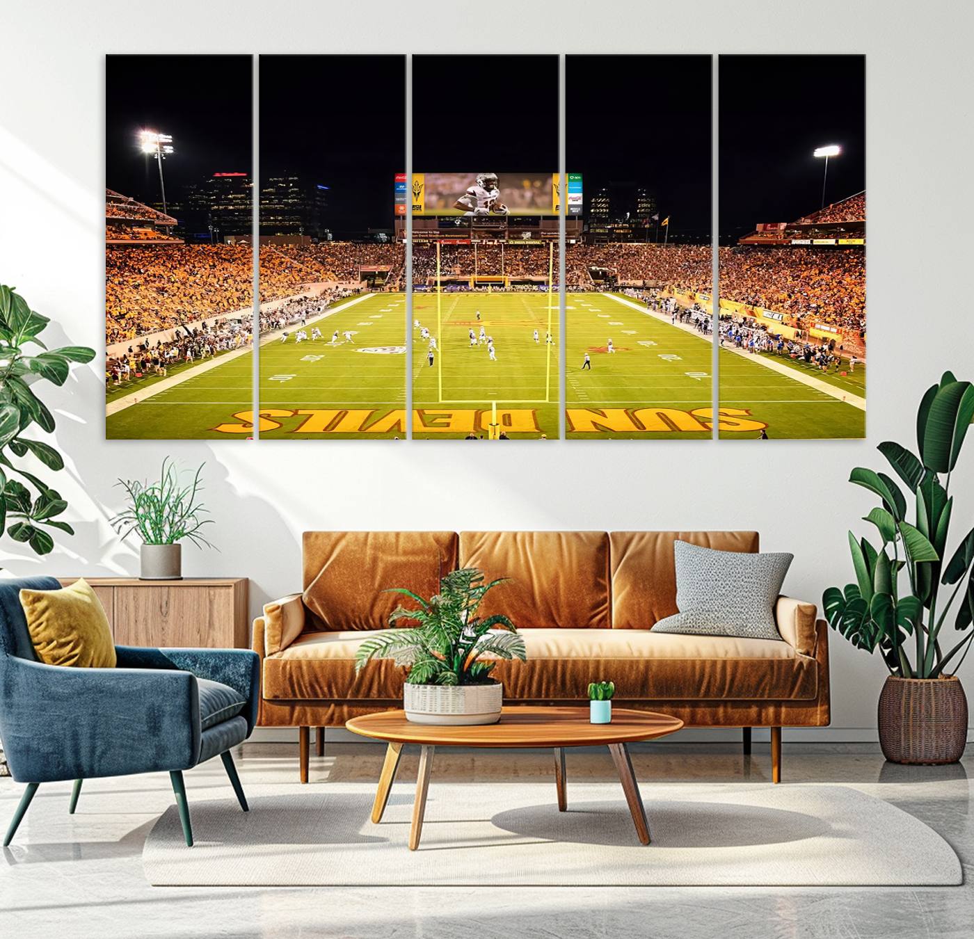87612-MGV-CV-36X24-ASU Sun Devils Football Team Print - Phoenix Mountain America Stadium Canvas Print