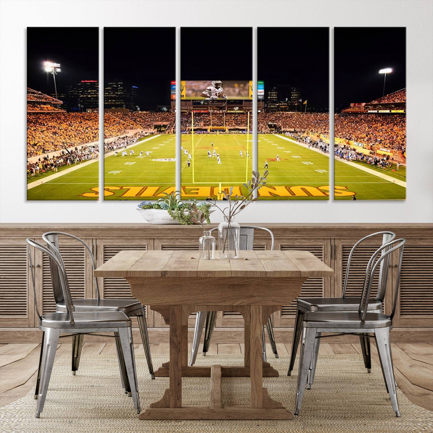 87612-MGV-CV-36X24-ASU Sun Devils Football Team Print - Phoenix Mountain America Stadium Canvas Print