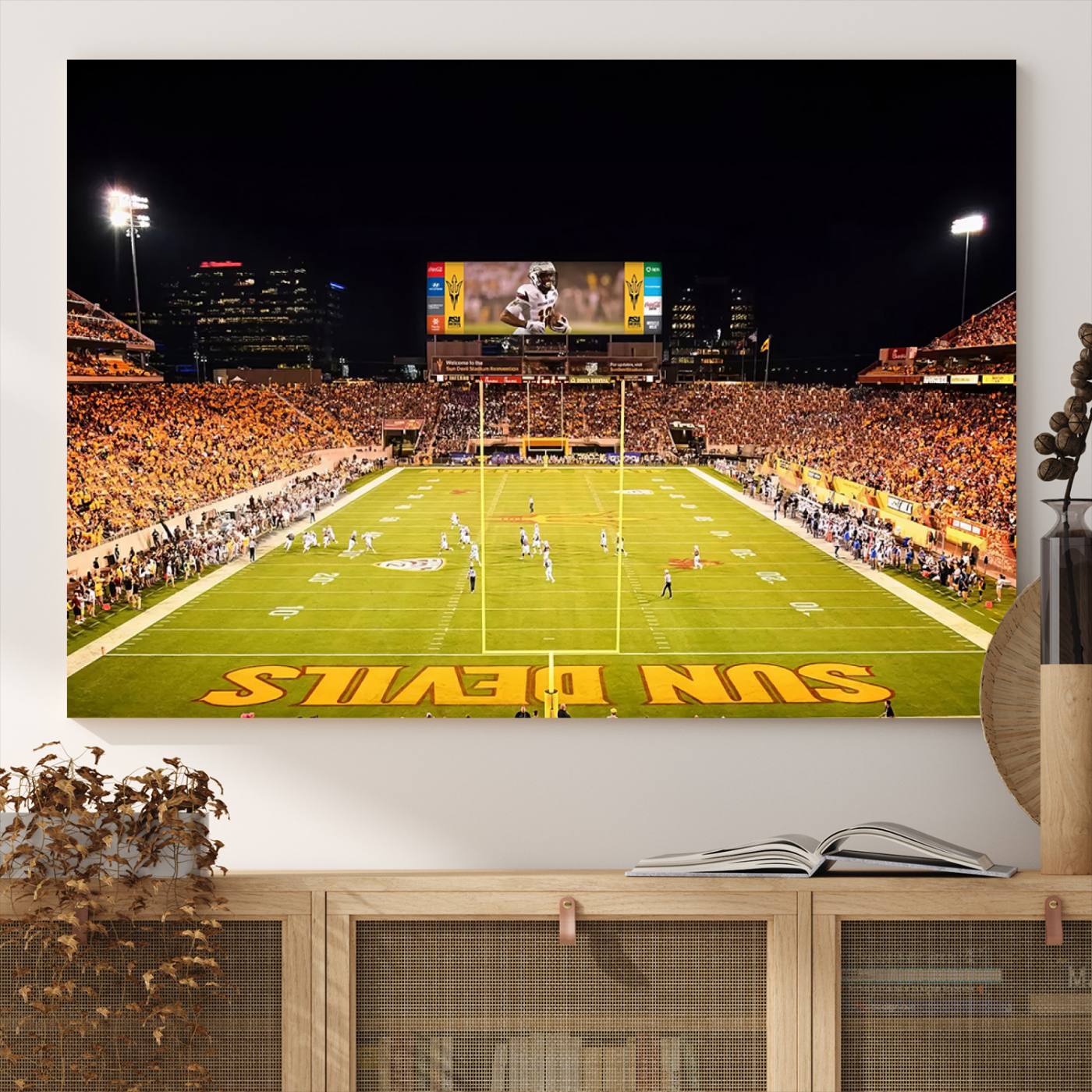 87612-MGV-CV-36X24-ASU Sun Devils Football Team Print - Phoenix Mountain America Stadium Canvas Print