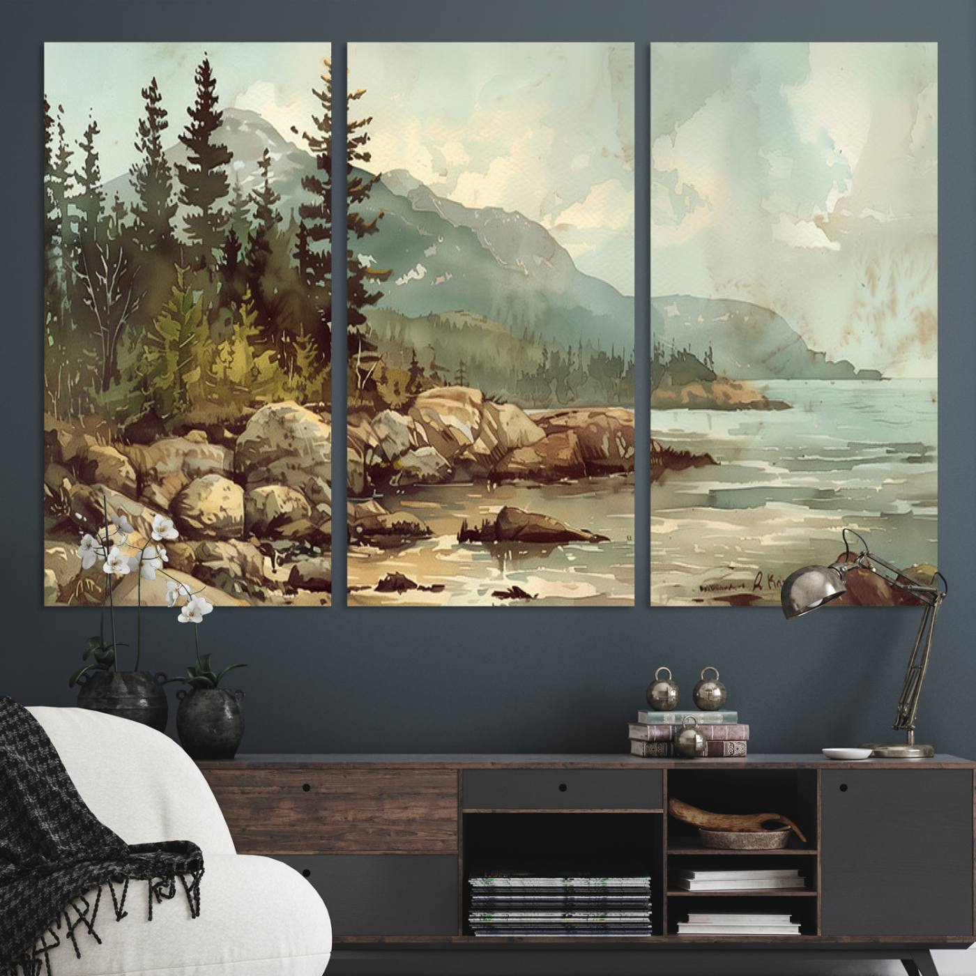 24809-MGV-CV-36X24-Abstract Acadia National Park Wall Art Canvas Print - Stunning 3-Panel Wall Art Canvas Print, Framed, Ready to Hang
