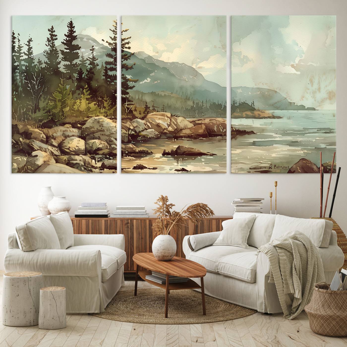 24809-MGV-CV-36X24-Abstract Acadia National Park Wall Art Canvas Print - Stunning 3-Panel Wall Art Canvas Print, Framed, Ready to Hang
