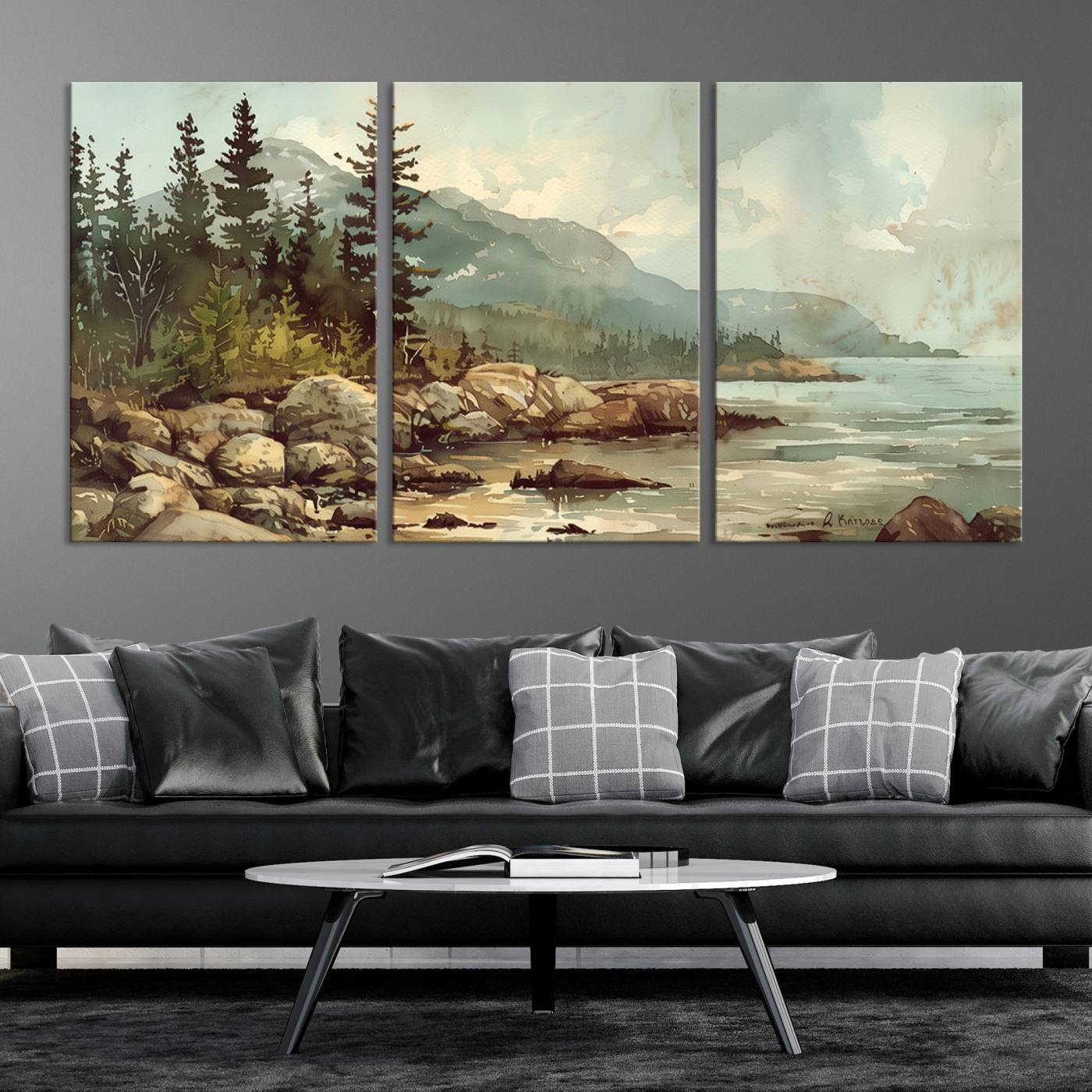24809-MGV-CV-36X24-Abstract Acadia National Park Wall Art Canvas Print - Stunning 3-Panel Wall Art Canvas Print, Framed, Ready to Hang