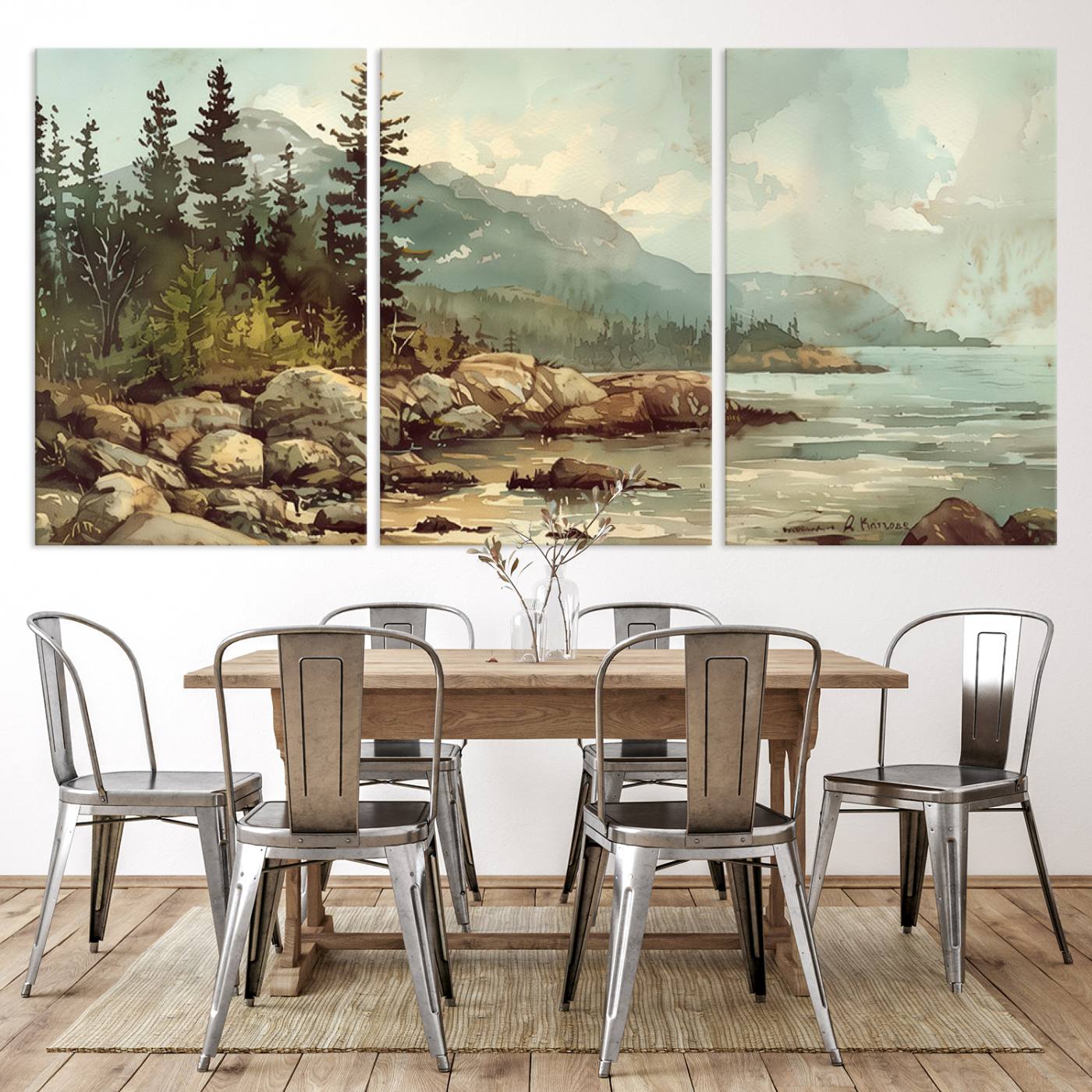 24809-MGV-CV-36X24-Abstract Acadia National Park Wall Art Canvas Print - Stunning 3-Panel Wall Art Canvas Print, Framed, Ready to Hang