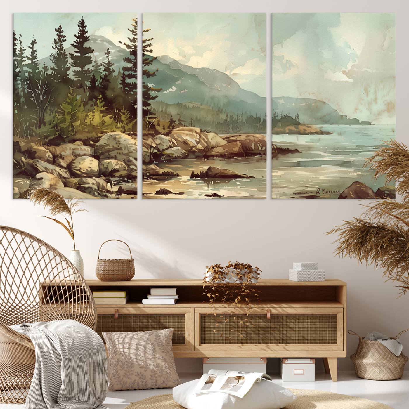 24809-MGV-CV-36X24-Abstract Acadia National Park Wall Art Canvas Print - Stunning 3-Panel Wall Art Canvas Print, Framed, Ready to Hang