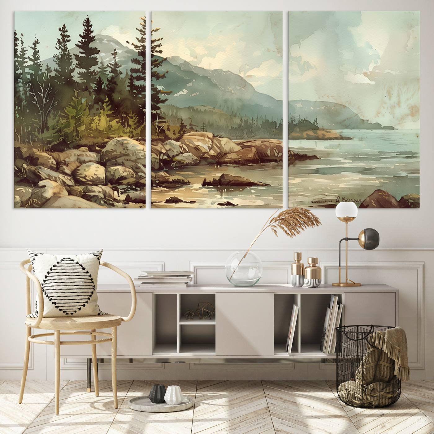 24809-MGV-CV-36X24-Abstract Acadia National Park Wall Art Canvas Print - Stunning 3-Panel Wall Art Canvas Print, Framed, Ready to Hang
