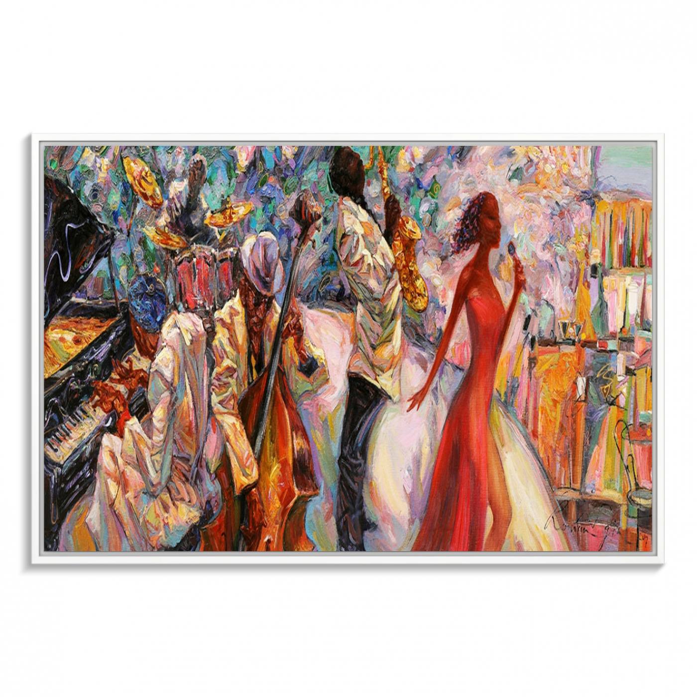 Abstract Afro American Jazz Canvas Wall Art | Music-Inspired Painting for Dining Room, Living Room, or Music Studio