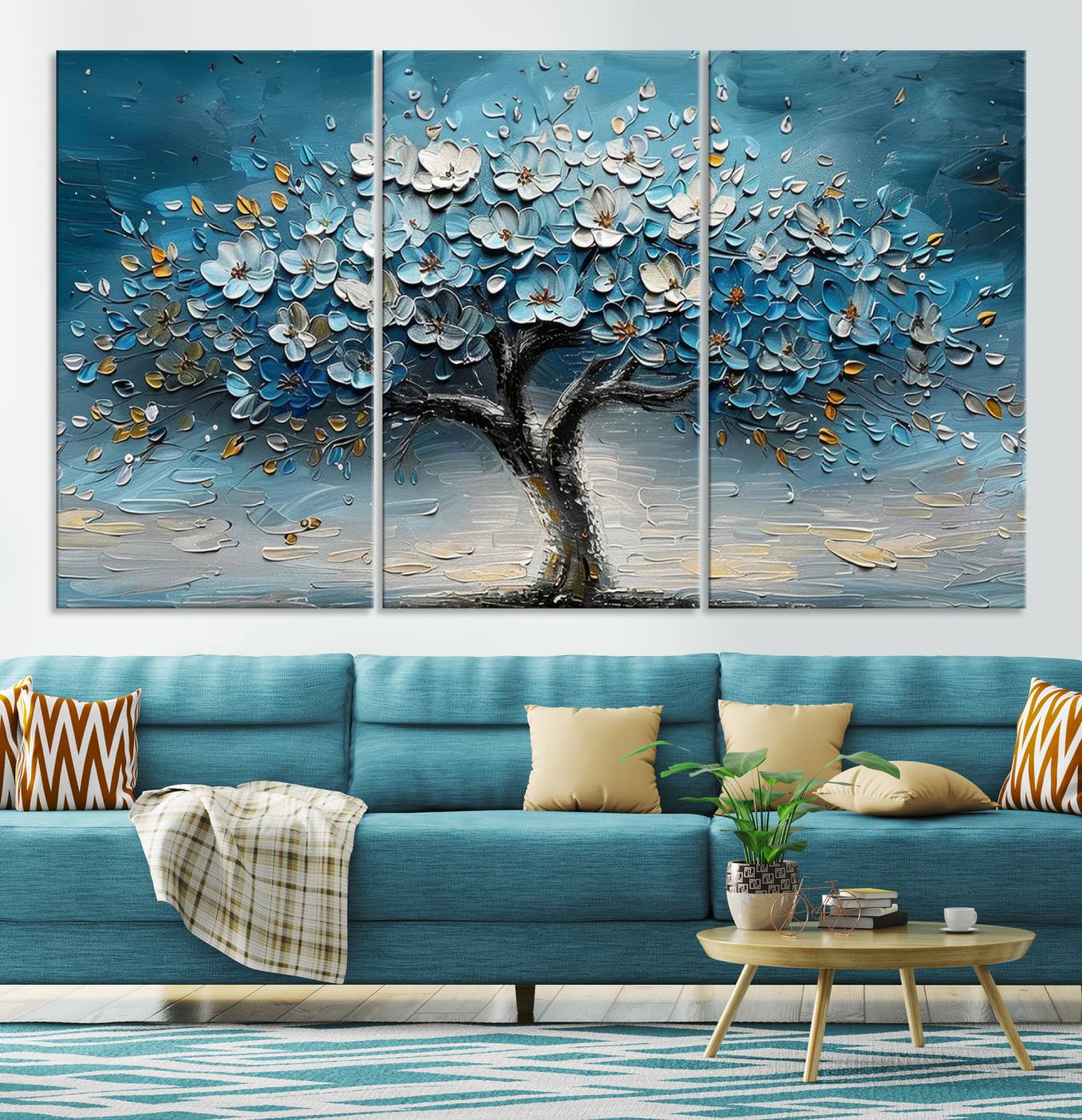 24109-MGV-CV-36X24-Abstract Blooming Tree Wall Art Canvas Print – Floral Modern Home Decor Contemporary Nature Artwork for Home, Office