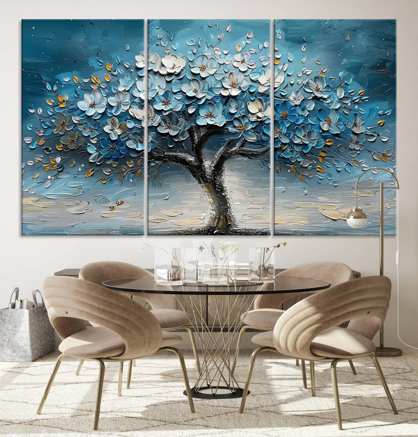 24109-MGV-CV-36X24-Abstract Blooming Tree Wall Art Canvas Print – Floral Modern Home Decor Contemporary Nature Artwork for Home, Office
