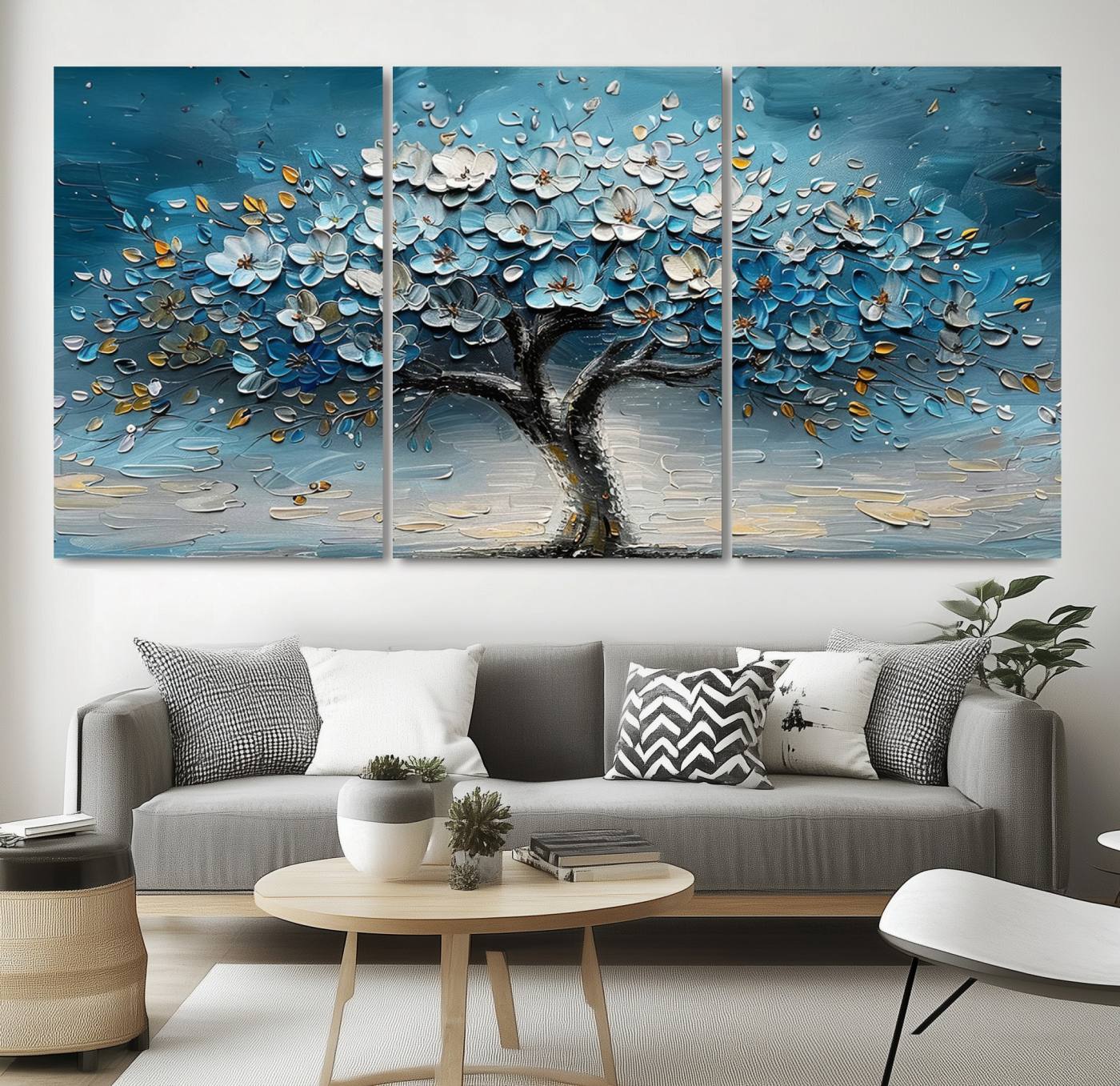 24109-MGV-CV-36X24-Abstract Blooming Tree Wall Art Canvas Print – Floral Modern Home Decor Contemporary Nature Artwork for Home, Office