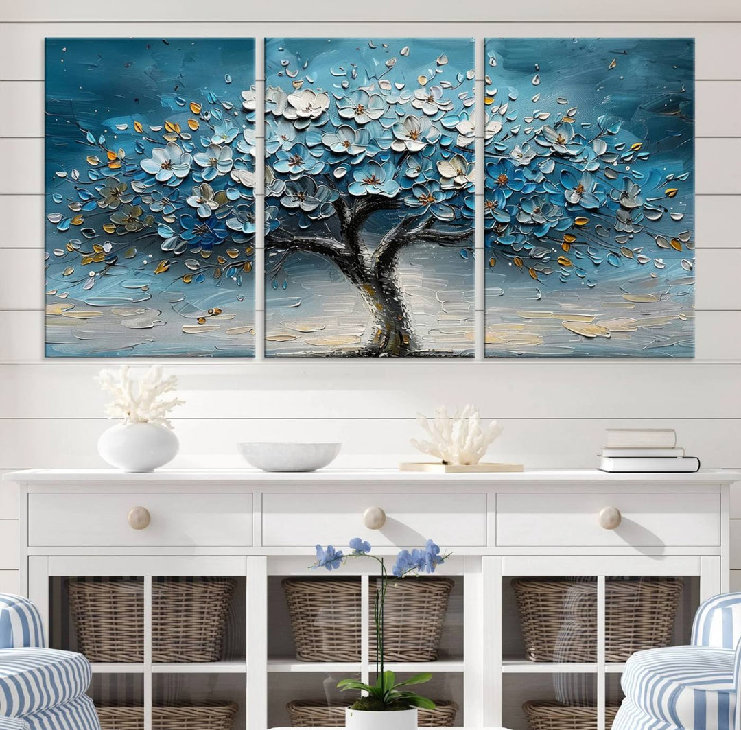 Abstract Blooming Tree Wall Art Canvas Print - Floral Printing for Modern Home Decor