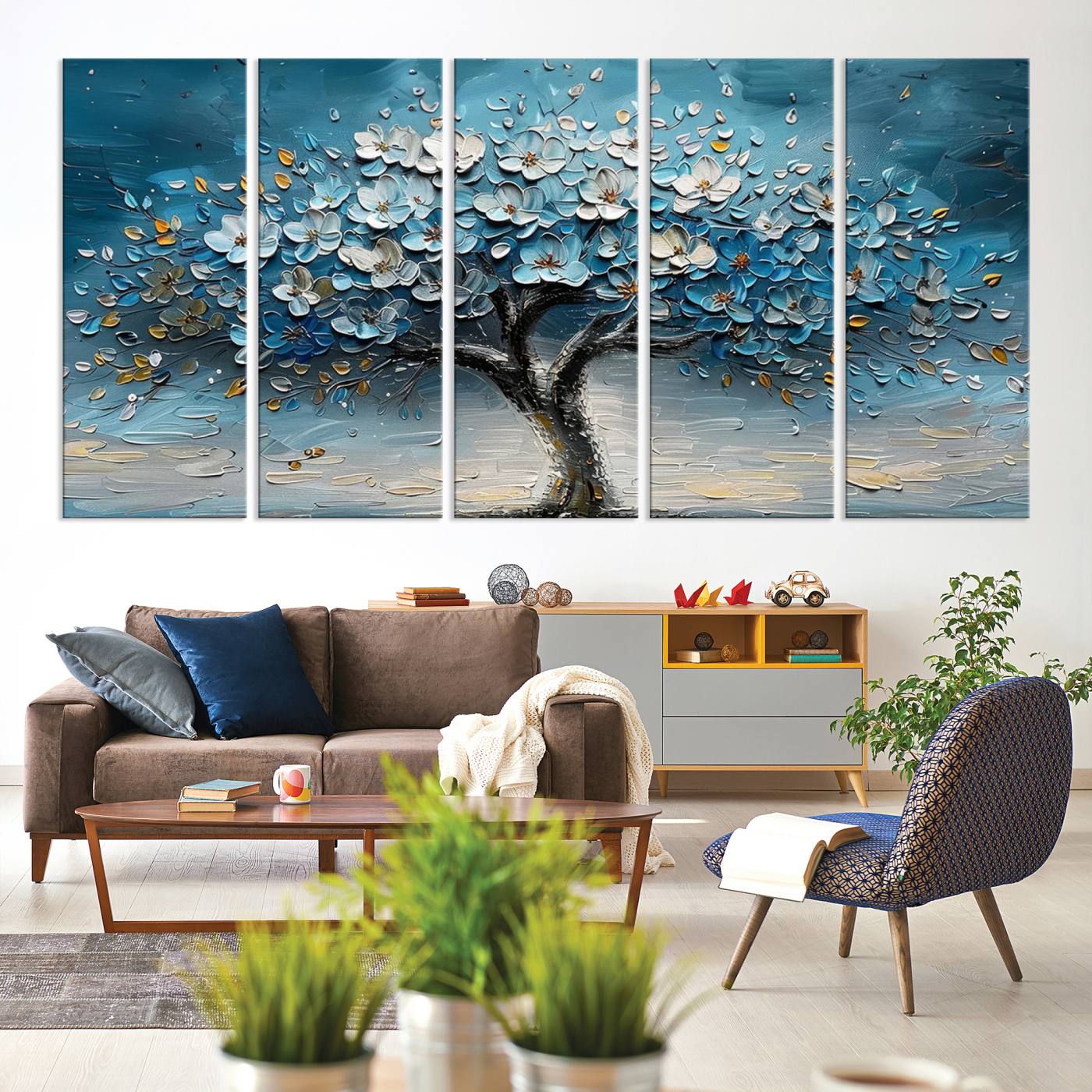24109-MGV-CV-36X24-Abstract Blooming Tree Wall Art Canvas Print - Floral Printing for Modern Home Decor